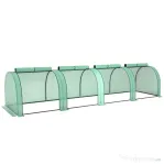 Outsunny Seră Tip Tunel din Oțel și Plastic Impermeabil Anti UV cu 4 Uși, 395x100x80 cm, Verde