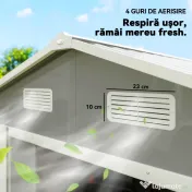 Outsunny Magazie de Gradina, Suport pentru Unelte din Otel cu Usi Glisante si Orificii de Aerisire, 196x236x208 cm, Maro | Aosom Romania 