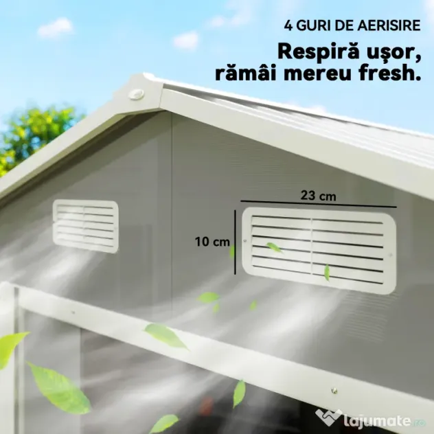Outsunny Magazie de Gradina, Suport pentru Unelte din Otel cu Usi Glisante si Orificii de Aerisire, 196x236x208 cm, Maro | Aosom Romania