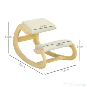 HOMCOM Scaun Ergonomic Postural din Material Textil, Scaun pentru Genunchi cu Mișcare de Legănare, 55x85x55 cm, Alb Crem | Aosom Romania 