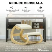 HOMCOM Scaun Ergonomic Postural din Material Textil, Scaun pentru Genunchi cu Mișcare de Legănare, 55x85x55 cm, Alb Crem | Aosom Romania 