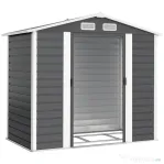 Outsunny Căsuță de Grădină din Metal cu Uși Glisante și Lacăt cu Chei, 2.1x1.2x1.9m, Gri Închis