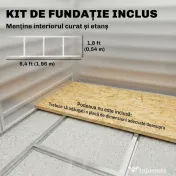 Outsunny Magazie de Grădină din Tablă de Oțel cu 4 Orificii de Ventilație și 2 Uși Glisante, 213x120x194 cm, Gri Închis | Aosom Romania 