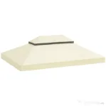 Outsunny Acoperire pentru Foișor de Grădină 3x4 m cu 2 Niveluri din Material Oxford 600D cu Orificii de Drenaj, Alb-Crem