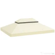 Outsunny Acoperiș pentru Pergolă cu 2 Niveluri cu Orificii de Drenaj, Curele și Buzunare Unghiulare, 400x300 cm, Crem Alb | Aosom Romania