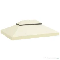 Outsunny Acoperiș pentru Pergolă cu 2 Niveluri cu Orificii de Drenaj, Curele și Buzunare Unghiulare, 400x300 cm, Crem Alb | Aosom Romania