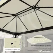 Outsunny Acoperiș pentru Pergolă cu 2 Niveluri cu Orificii de Drenaj, Curele și Buzunare Unghiulare, 400x300 cm, Crem Alb | Aosom Romania
