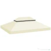 Outsunny Acoperiș pentru Pergolă cu 2 Niveluri cu Orificii de Drenaj, Curele și Buzunare Unghiulare, 400x300 cm, Crem Alb | Aosom Romania
