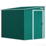 Outsunny Depozit pentru Unelte din Metal 1.5x2m cu Bază, Ușă Glisantă și Acoperiș Înclinat, Verde
