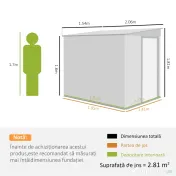 Outsunny Magazie Grădină din Oțel, Ușă Glisantă, pentru Căsuță de Unelte, Căsuță de Grădină, 154x206.5x160/181 cm, Albă | Aosom Romania 