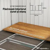 Outsunny Magazie Grădină din Oțel, Ușă Glisantă, pentru Căsuță de Unelte, Căsuță de Grădină, 154x206.5x160/181 cm, Albă | Aosom Romania 