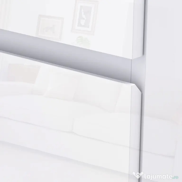 HOMCOM Comodă Modernă cu 4 Sertare Anti-Răsturnare, Comodă din Pal Melaminat, 55x33x80 cm, Alb Lucios | Aosom Romania