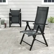 Outsunny Set de 4 Scaune Pliabile pentru Grădină cu Spătar și Șezut din Plasă, 56x69x106 cm, Gri | Aosom Romania 