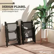 Outsunny Set de 4 Scaune Pliabile pentru Grădină cu Spătar și Șezut din Plasă, 56x69x106 cm, Gri | Aosom Romania 