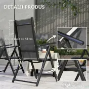 Outsunny Set de 4 Scaune Pliabile pentru Grădină cu Spătar și Șezut din Plasă, 56x69x106 cm, Gri | Aosom Romania 