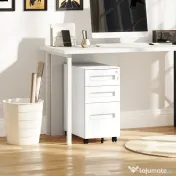 Vinsetto Dulap cu Sertare pentru Birou cu 5 Roți, 3 Sertare cu Încuietoare și Chei, 30x43.5x60 cm, Alb | Aosom Romania 