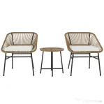 Outsunny Set de Grădină 3 Piese din Ratan PE și Oțel cu 2 Scaune cu Perne și Masă Rotundă, Multicolor