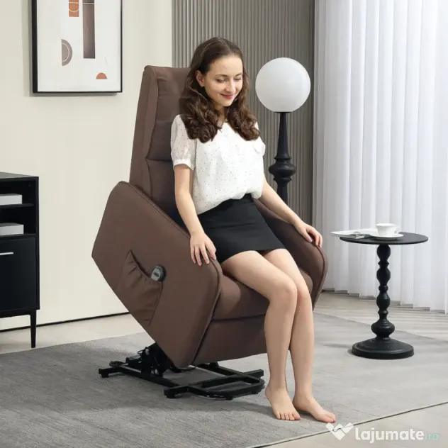 HOMCOM Fotoliu Electric de Relaxare cu Telecomandă, Suport pentru Picioare și Buzunar Lateral, 62x86,5x98 cm, Maro Închis | Aosom Romania