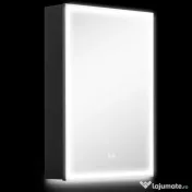 HOMCOM Dulap cu Oglindă pentru Baie cu Lumini LED și Priză pentru Aparat de Ras, Dulap Suspendat cu Funcție Anti-Ceață, Reglare Luminozitate, 3 Culori, Negru | Aosom Romania