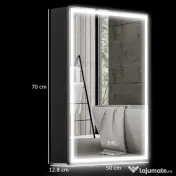 HOMCOM Dulap cu Oglindă pentru Baie cu Lumini LED și Priză pentru Aparat de Ras, Dulap Suspendat cu Funcție Anti-Ceață, Reglare Luminozitate, 3 Culori, Negru | Aosom Romania