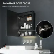 HOMCOM Dulap cu Oglindă pentru Baie cu Lumini LED și Priză pentru Aparat de Ras, Dulap Suspendat cu Funcție Anti-Ceață, Reglare Luminozitate, 3 Culori, Negru | Aosom Romania