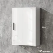 HOMCOM Dulap de Perete pentru Baie cu Rafturi Reglabile din Sticlă Securizată, 40x15x55 cm, Alb lucios | Aosom Romania