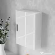 HOMCOM Dulap de Perete pentru Baie cu Rafturi Reglabile din Sticlă Securizată, 40x15x55 cm, Alb lucios | Aosom Romania