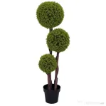 HOMCOM Plantă Artificială de Buxus cu 3 Sfere, Ghiveci Inclus și Bază Întărită, Ø19,5x115 cm, Verde