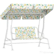 AIYAPLAY Leagăn pentru Copii cu Copertină Reglabilă și Centură de Siguranță, 120x112x75 cm, Alb | Aosom Romania 