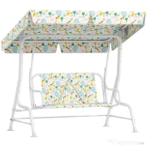 AIYAPLAY Leagăn pentru Copii cu Copertină Reglabilă și Centură de Siguranță, 120x112x75 cm, Alb | Aosom Romania