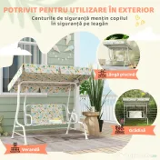 AIYAPLAY Leagăn pentru Copii cu Copertină Reglabilă și Centură de Siguranță, 120x112x75 cm, Alb | Aosom Romania 
