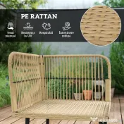Outsunny Set de Mobilier de Grădină din 4 Piese cu 2 Canapele,  Fotoliu de Colț și Măsuță de Cafea, 100x68x74 cm, Bej | Aosom Romania 