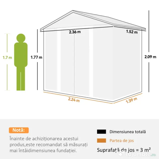 Outsunny Magazie Grădină Magazie Pentru Unelte Grădină Cu Uși Glisante 235.7x152x208.7cm | Aosom Romania