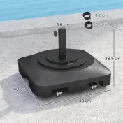 Outsunny Bază pentru Umbrelă cu Roți și 2 Frâne, Bază Reumplibilă din HDPE pentru Umbrelă cu Nisip 25 kg sau Apă 19 kg, pentru Stâlpi de Ø38/48 mm, 48x48x32,5 cm, Negru | Aosom Romania 