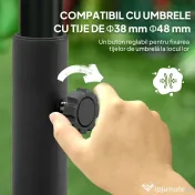 Outsunny Bază pentru Umbrelă cu Roți și 2 Frâne, Bază Reumplibilă din HDPE pentru Umbrelă cu Nisip 25 kg sau Apă 19 kg, pentru Stâlpi de Ø38/48 mm, 48x48x32,5 cm, Negru | Aosom Romania 