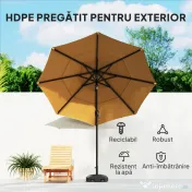 Outsunny Bază pentru Umbrelă cu Roți și 2 Frâne, Bază Reumplibilă din HDPE pentru Umbrelă cu Nisip 25 kg sau Apă 19 kg, pentru Stâlpi de Ø38/48 mm, 48x48x32,5 cm, Negru | Aosom Romania 