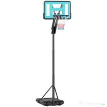SPORTNOW Coș de Baschet Exterior Reglabil de la 146-236 cm cu Roți și Bază Umplută, Negru