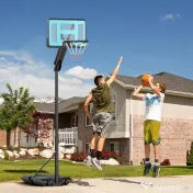 SPORTNOW Coș de Baschet Exterior Reglabil de la 146-236 cm cu Roți și Bază Umplută, Negru 