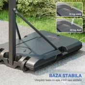 SPORTNOW Coș de Baschet Exterior Reglabil de la 146-236 cm cu Roți și Bază Umplută, Negru 