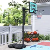 SPORTNOW Coș de Baschet Exterior Reglabil de la 146-236 cm cu Roți și Bază Umplută, Negru 