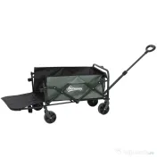 Outsunny Cărucior de Grădină 95L Pliabil cu Panou Rabatabil, din Oțel și Poliester, 125x48x78-102 cm, Verde 
