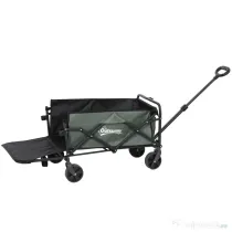 Outsunny Cărucior de Grădină 95L Pliabil cu Panou Rabatabil, din Oțel și Poliester, 125x48x78-102 cm, Verde