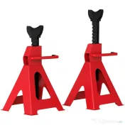 HOMCOM Set de 2 Suporturi pentru Mașină cu Înălțime de Ridicare Reglabilă, 20x17x29-42,5 cm, Roșu | Aosom Romania 
