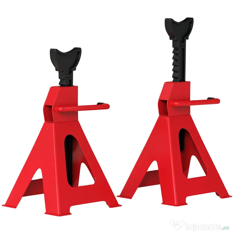 HOMCOM Set de 2 Suporturi pentru Mașină cu Înălțime de Ridicare Reglabilă, 20x17x29-42,5 cm, Roșu