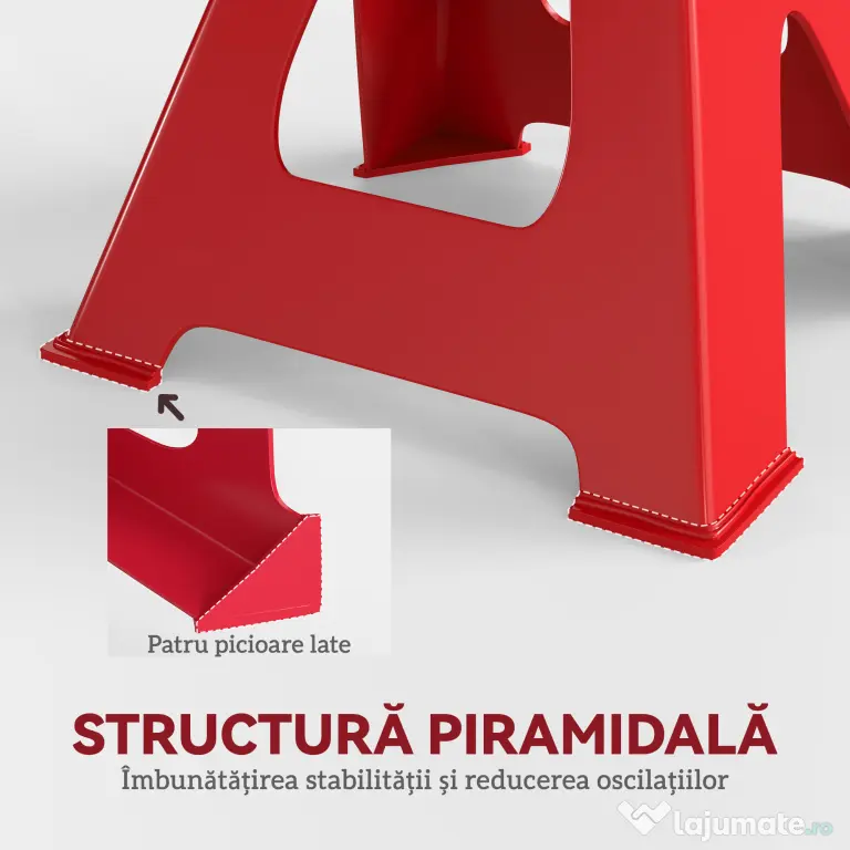 HOMCOM Set de 2 Suporturi pentru Mașină cu Înălțime de Ridicare Reglabilă, 20x17x29-42,5 cm, Roșu
