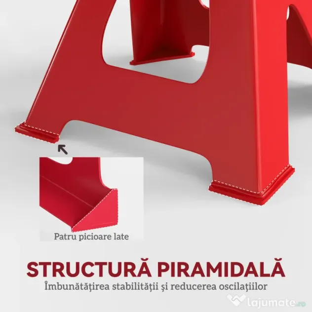 HOMCOM Set de 2 Suporturi pentru Mașină cu Înălțime de Ridicare Reglabilă, 20x17x29-42,5 cm, Roșu