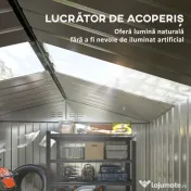 Outsunny Magazie de Grădină 4,9 m² 277x195x192 cm cu 2 Uși Culisante, Acoperiș Înclinat și 4 Grile de Ventilație, Gri Argintiu | Aosom Romania 