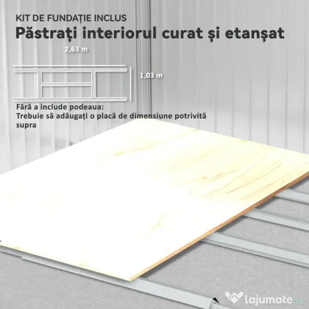 Outsunny Magazie de Grădină 4,9 m² 277x195x192 cm cu 2 Uși Culisante, Acoperiș Înclinat și 4 Grile de Ventilație, Gri Argintiu | Aosom Romania