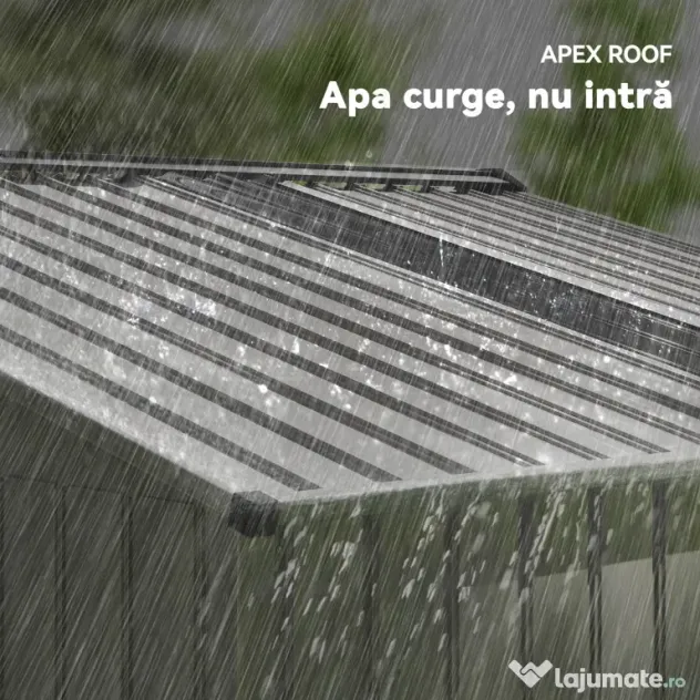 Outsunny Magazie de Grădină 4,9 m² 277x195x192 cm cu 2 Uși Culisante, Acoperiș Înclinat și 4 Grile de Ventilație, Gri Argintiu | Aosom Romania