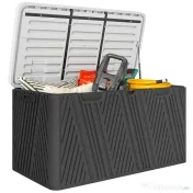Outsunny Cutie de Depozitare Impermeabilă pentru Exterior cu Capac și Mânere, 115x60x60 cm, Negru